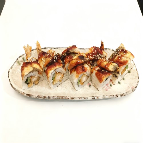 8 Pcs Eel & Tempura King Prawn Roll 