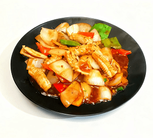Squid With Green Pepper & Black Bean Sauce 